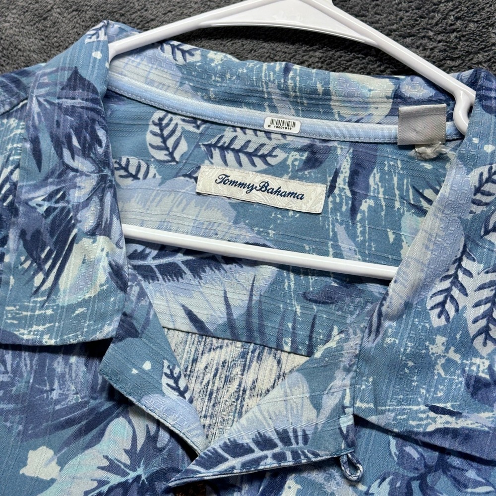 Tommy Bahama Button Up Shirt Mens XXXL Blue Tropical Floral Palm Leaf Camp